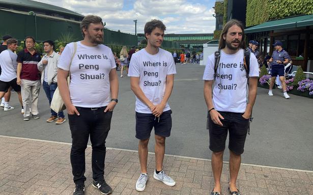 Activists preparing to hand out ‘Where is Peng Shuai?’ t-shirts at Wimbledon