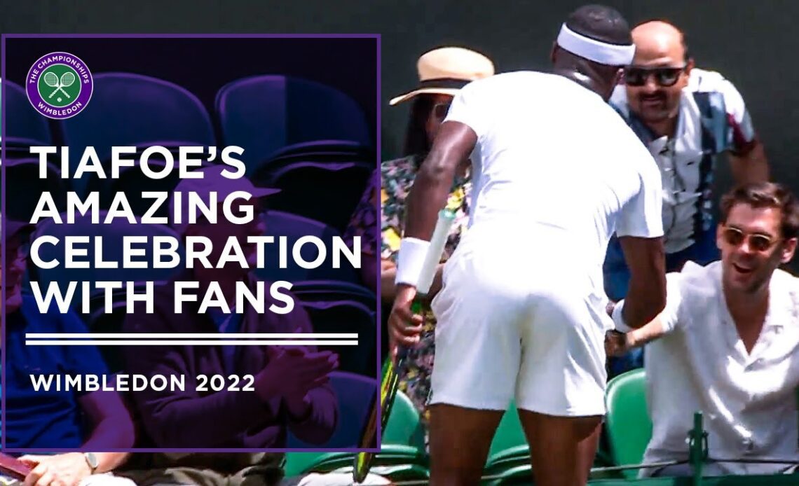 Frances' Tiafoe's Must-Watch Celebration with Wimbledon Crowd | Wimbledon 2022