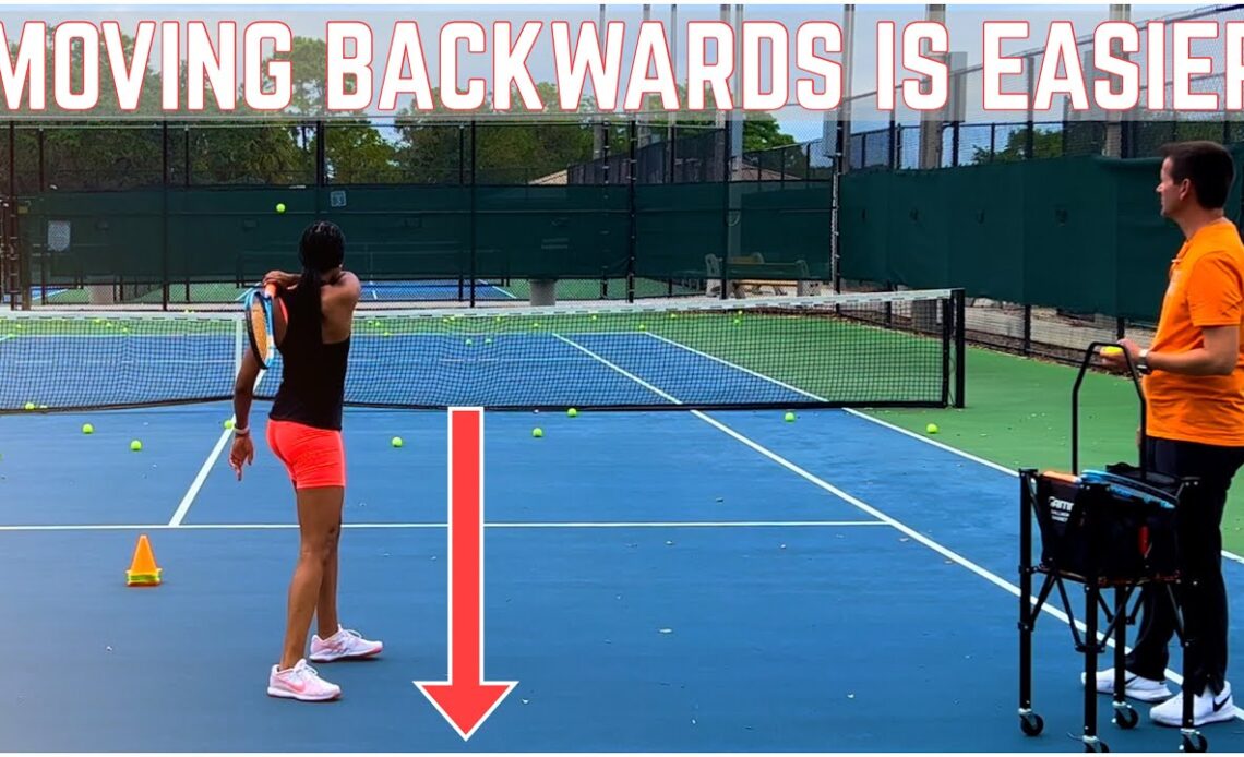 Moving Backwards is Easier | Beginner Forehand Movement & Footwork Tennis Lesson