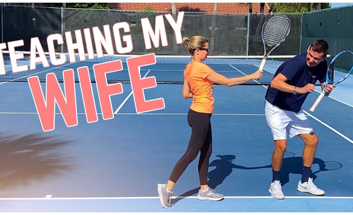 Teaching my Wife How to Serve | On Court Tennis Lesson