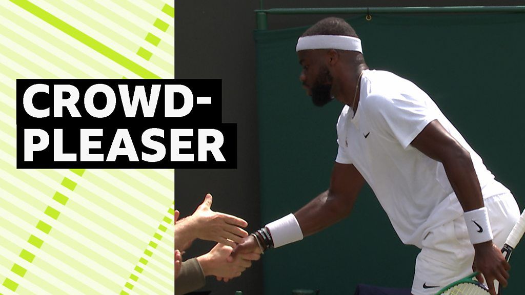 Wimbledon 2022: Frances Tiafoe celebrates with fans after winning point against David Goffin