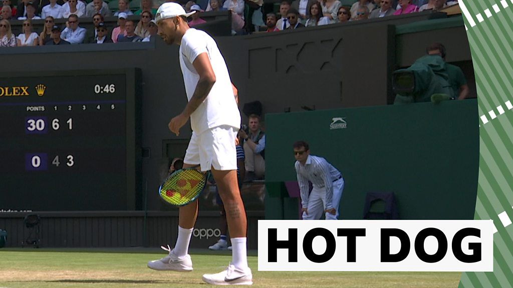 Wimbledon 2022: Watch Nick Kyrgios win point after 'hot dog' against Brandon Nakashima.