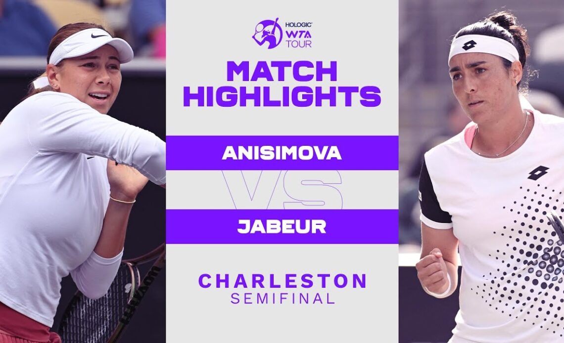 Amanda Anisimova vs. Ons Jabeur | 2022 Charleston Semifinal | WTA Match Highlights