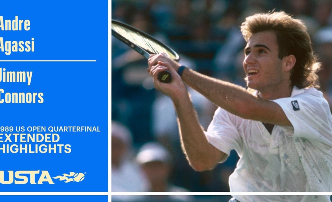 Andre Agassi vs Jimmy Connors Extended Highlights | 1989 US Open Quarterfinal