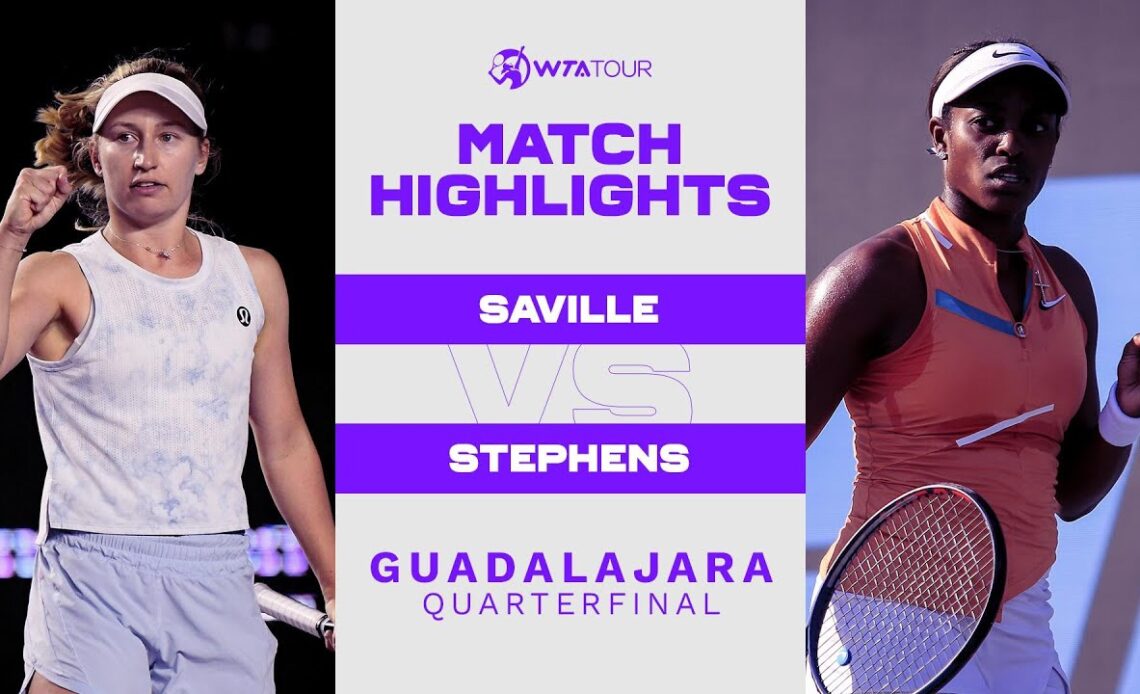 Daria Saville vs. Sloane Stephens | 2022 Guadalajara Quarterfinal | WTA  Match Highlights
