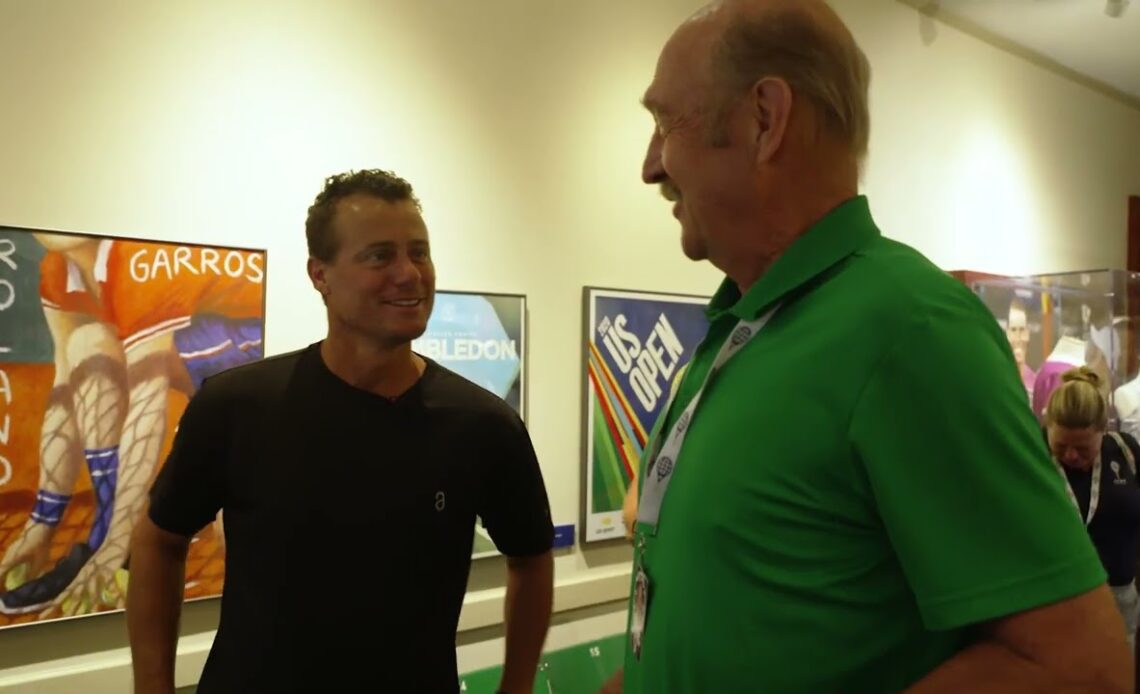 Lleyton Hewitt tours the International Tennis Hall of Fame Museum