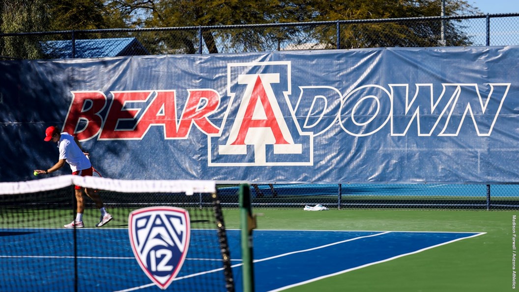 TUCSON, ARIZ. --  Menâ??s Tennis vs. Texas at Robson Jan. 21, 2022. Photo by Madison Farwell / Arizona Athletics