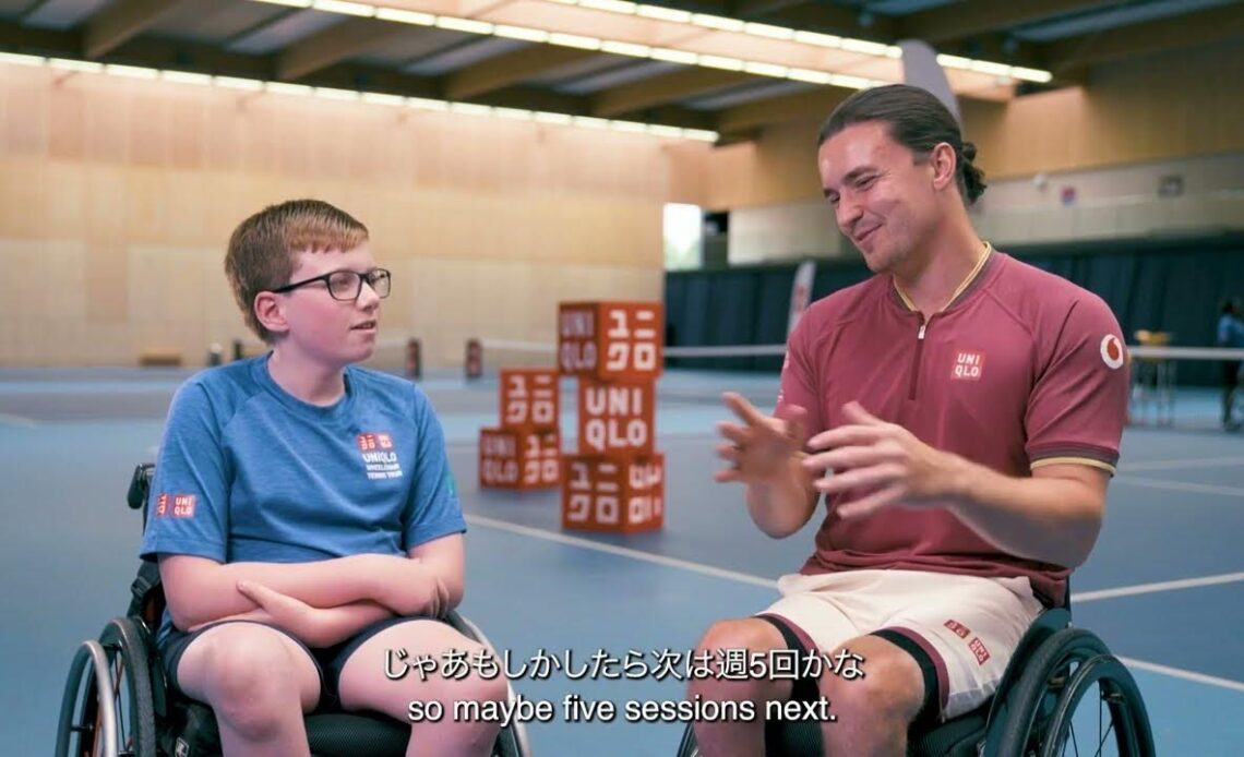 Young Brit McKenzie O'Reilly meets wheelchair tennis idol Gordon Reid