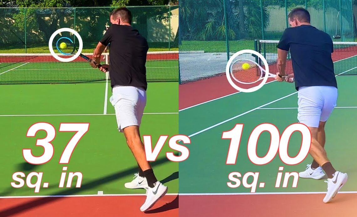 37 sq. inch VS 100 sq. inch Tennis Racket Play Test