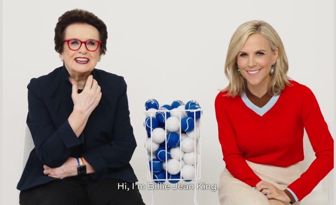 Tory Burch and Billie Jean King unveil Billie Jean King Cup winner's jacket