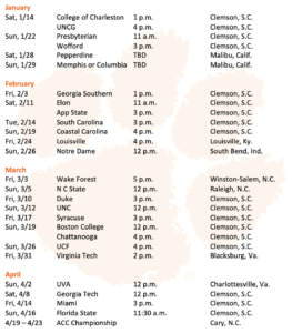 Women’s Tennis Announces 2023 Schedule – Clemson Tigers Official ...