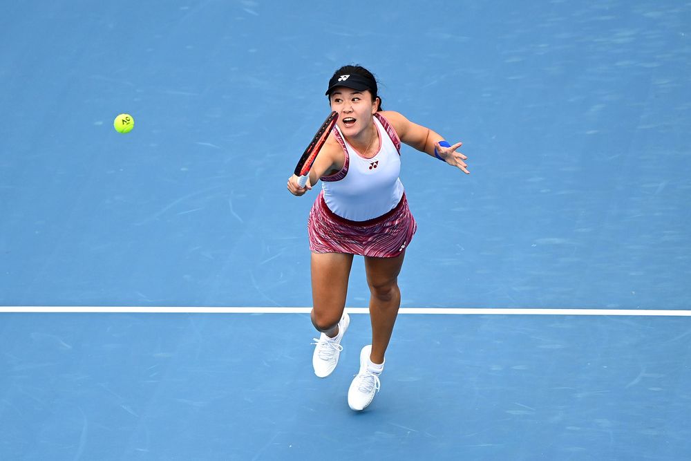 Zhu Lin saved one match point in the second-set tiebreak before defeating Madison Brengle 4-6, 7-6(6), 6-4 in round one of Auckland.