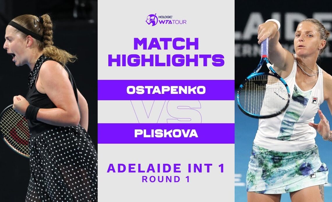 Jelena Ostapenko vs. Karolina Pliskova  | 2023 Adelaide International 1 | WTA Match Highlights