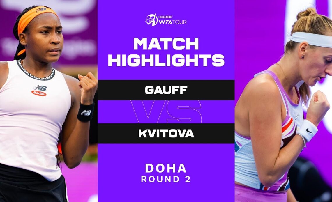 Coco Gauff vs. Petra Kvitova | 2023 Doha Round 2 | WTA Match Highlights