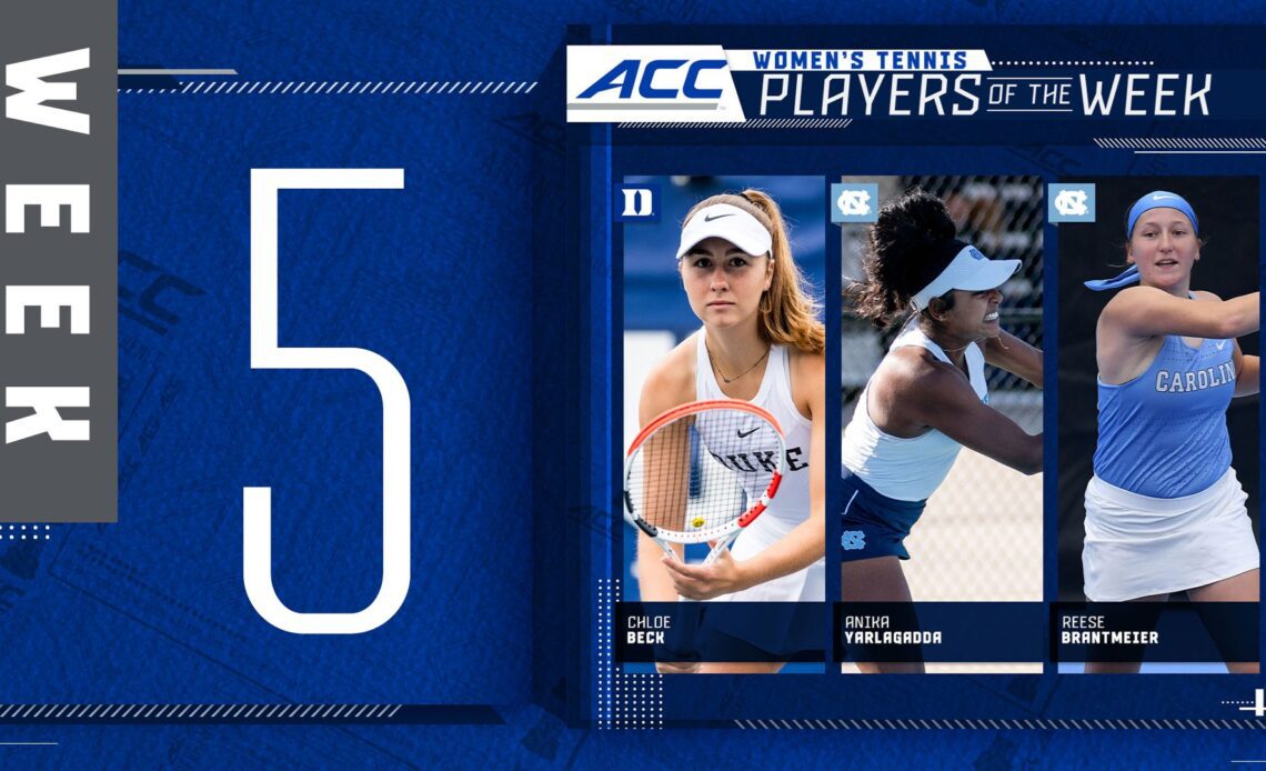 Duke's Beck, North Carolina's Yarlagadda, Brantmeier Earn ACC Women's Tennis Weekly Awards