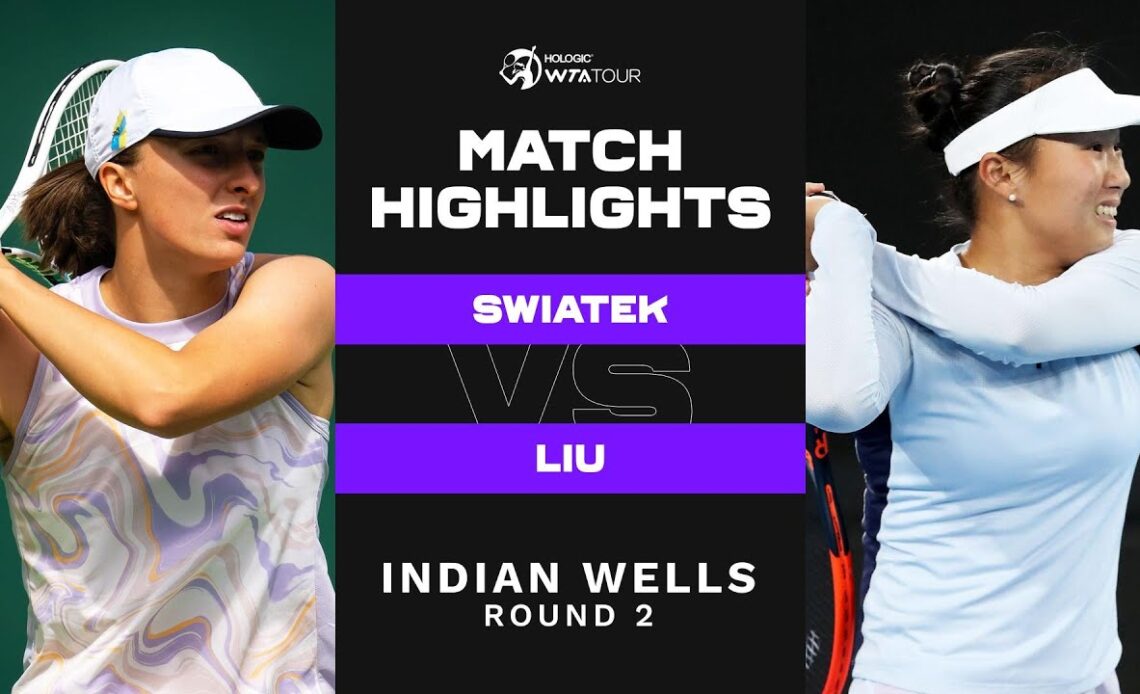 Iga Swiatek vs. Claire Liu | 2023 Indian Wells Round 2 | WTA Match Highlights