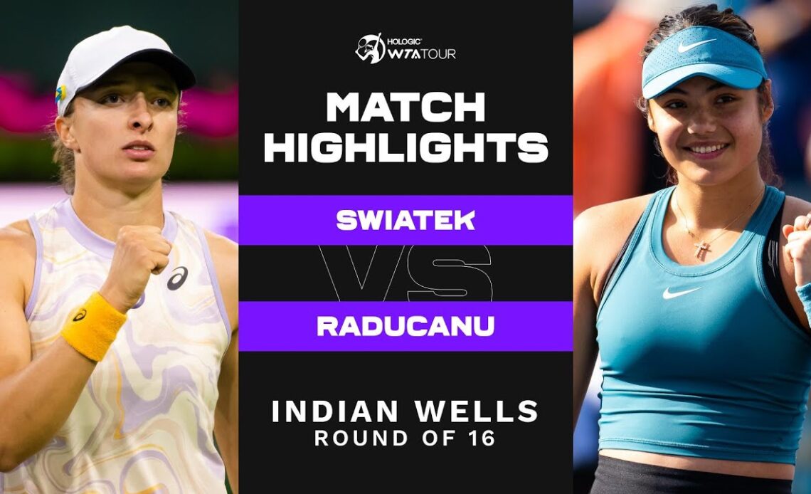 Iga Swiatek vs. Emma Raducanu | 2023 Indian Wells Round of 16 | WTA Match Highlights