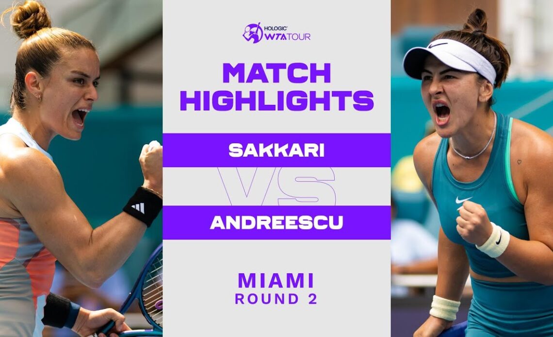 Maria Sakkari vs. Bianca Andreescu | 2023 Miami Round 2 | WTA Match Highlights