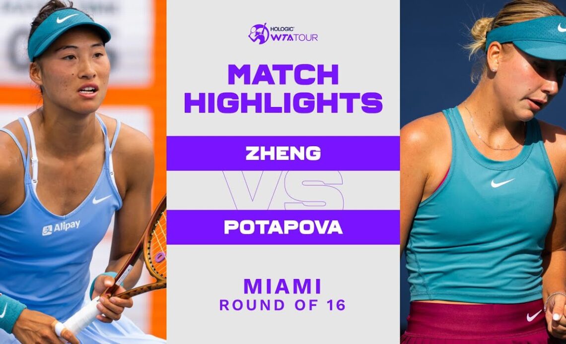 Qinwen Zheng vs. Anastasia Potapova | 2023 Miami Round of 16 | WTA Match Highlights