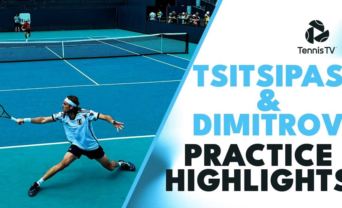 Stefanos Tsitsipas & Grigor Dimitrov Practice Highlights | Miami Open 2023