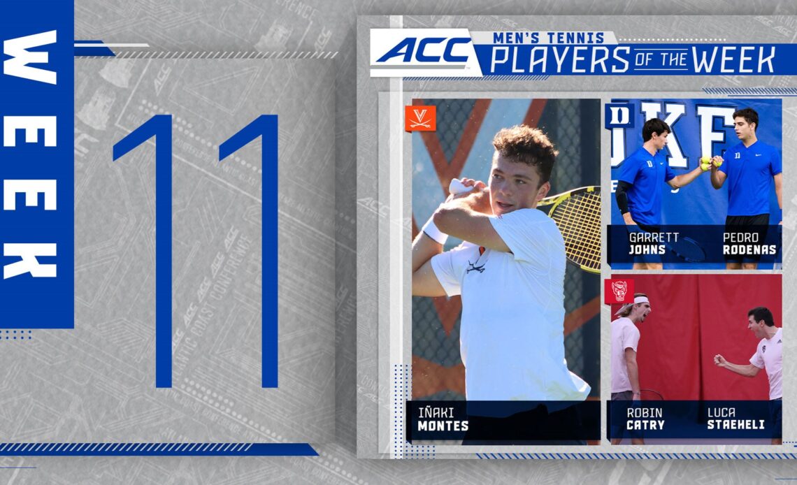Virginia's Montes, Duke and NC State Doubles Earn ACC Men's Tennis Weekly Awards