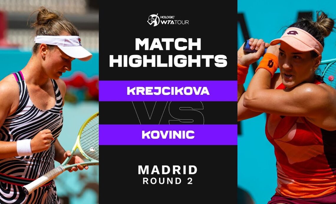 Barbora Krejcikova vs. Danka Kovinic | 2023 Madrid Round 2 | WTA Match Highlights