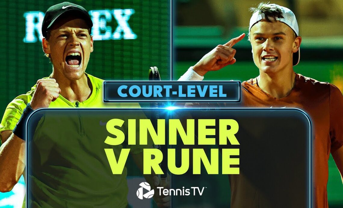EPIC Jannik Sinner vs Holger Rune Court-Level Highlights | Monte Carlo 2023