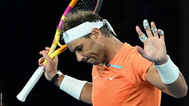 Rafael Nadal shows his frustration at the Australian Open