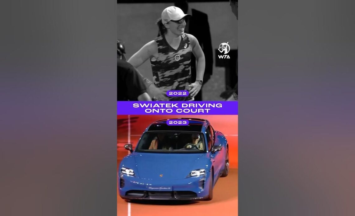 Spot the difference 😅 Iga Swiatek caps off another Stuttgart title by driving her prize onto court!