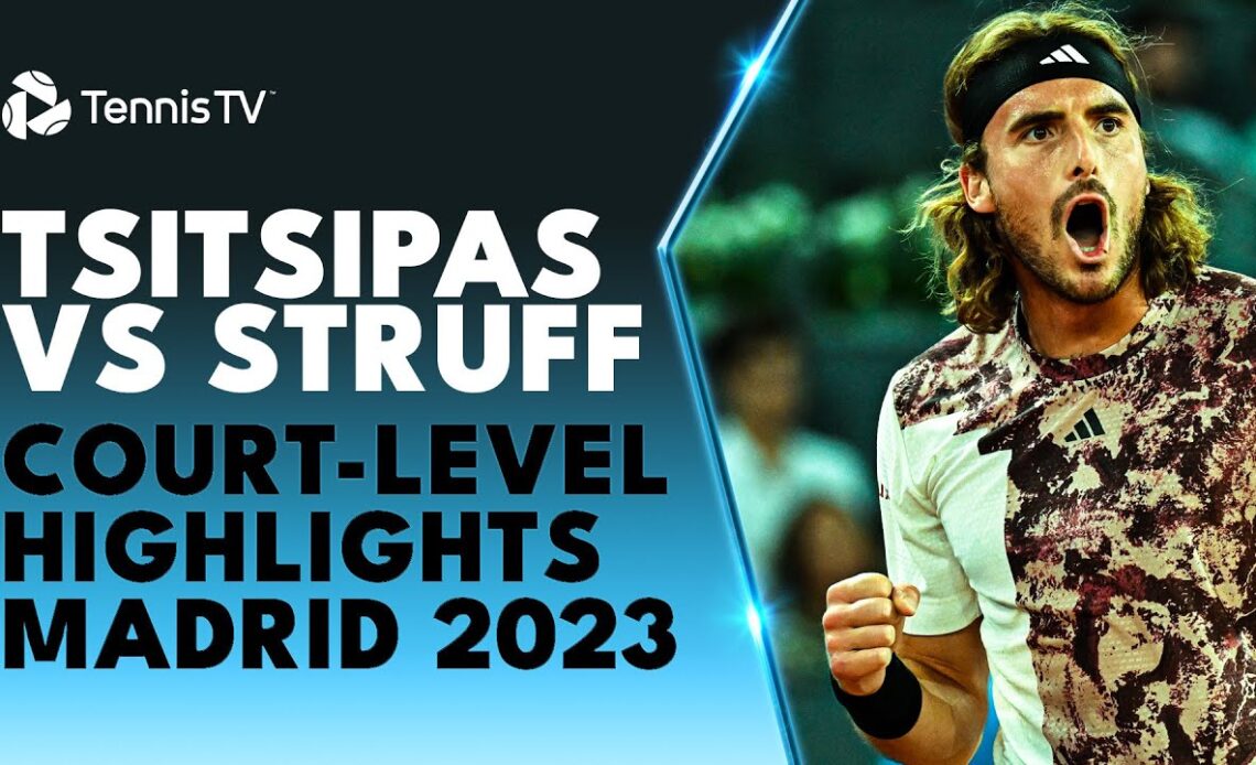 Stefanos Tsitsipas vs Jan-Lennard Struff Court-Level Highlights | Madrid 2023