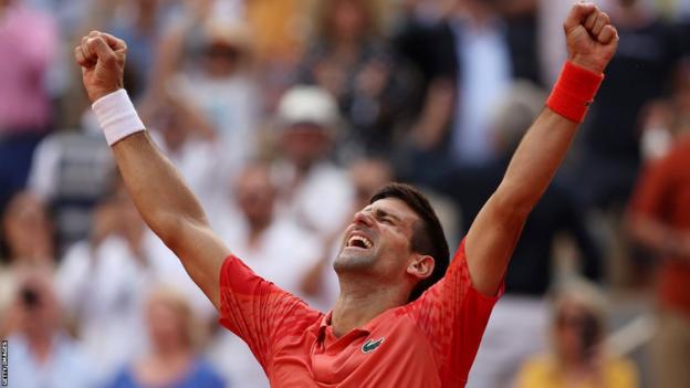 Novak Djokovic celebrates