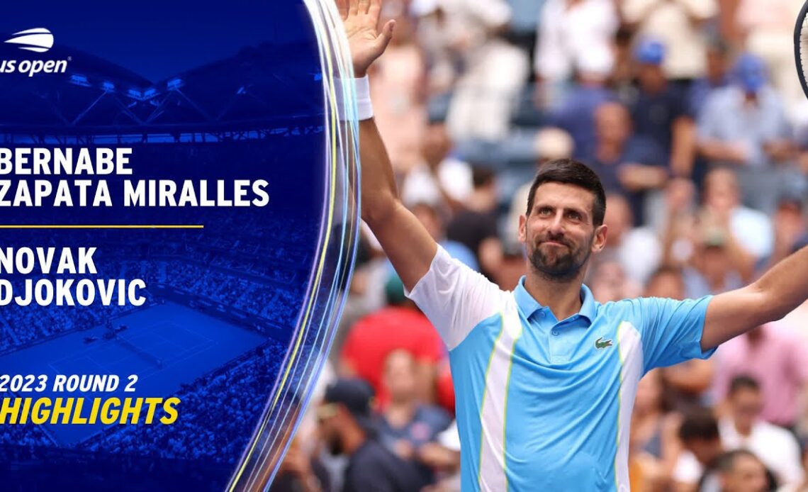 Bernabe Zapata Miralles vs. Novak Djokovic Highlights | 2023 US Open Round 2