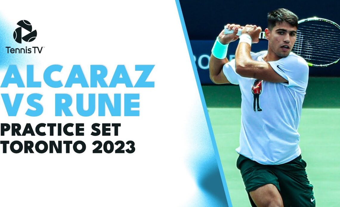 Carlos Alcaraz vs Holger Rune ENTERTAINING Court-Level Practice Set | Toronto 2023