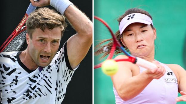 Liam Broady and Lily Miyazaki in action