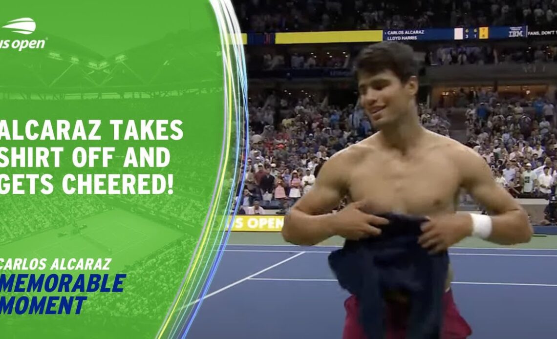 Alcaraz Takes His Shirt Off and the Crowd Goes Wild! | 2023 US Open