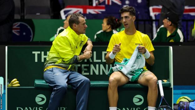 Australia captain Lleyton Hewitt and Thanasi Kokkinakis