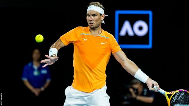 Rafael Nadal in action at the Australian Open in 2023