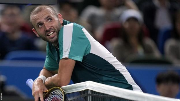 Dan Evans during his match against Carlos Alcaraz at the Shanghai Masters