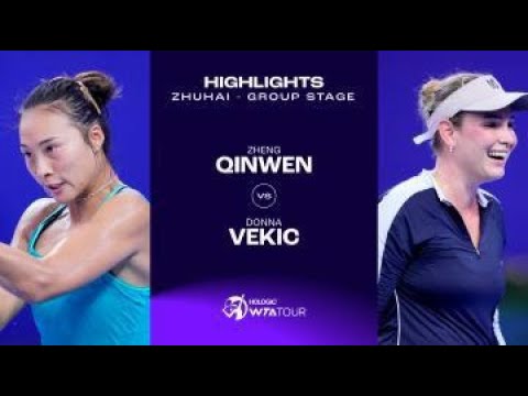 Zheng Qinwen vs. Donna Vekic | 2023 Zhuhai Group Stage | WTA Match Highlights