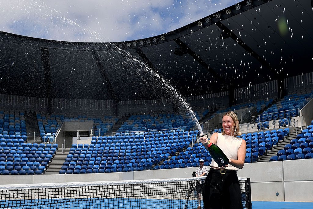 Storm Hunter celebrates her year-end world No.1 ranking in a ceremony at KIA Arena. (Getty Images)