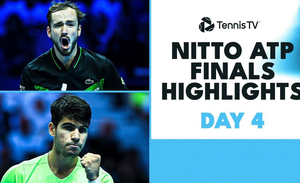 Alcaraz Takes On Rublev; Medvedev Faces Zverev | Nitto ATP Finals 2023 Highlights Day 4