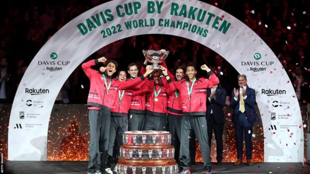 Canada celebrate winning the 2022 Davis Cup