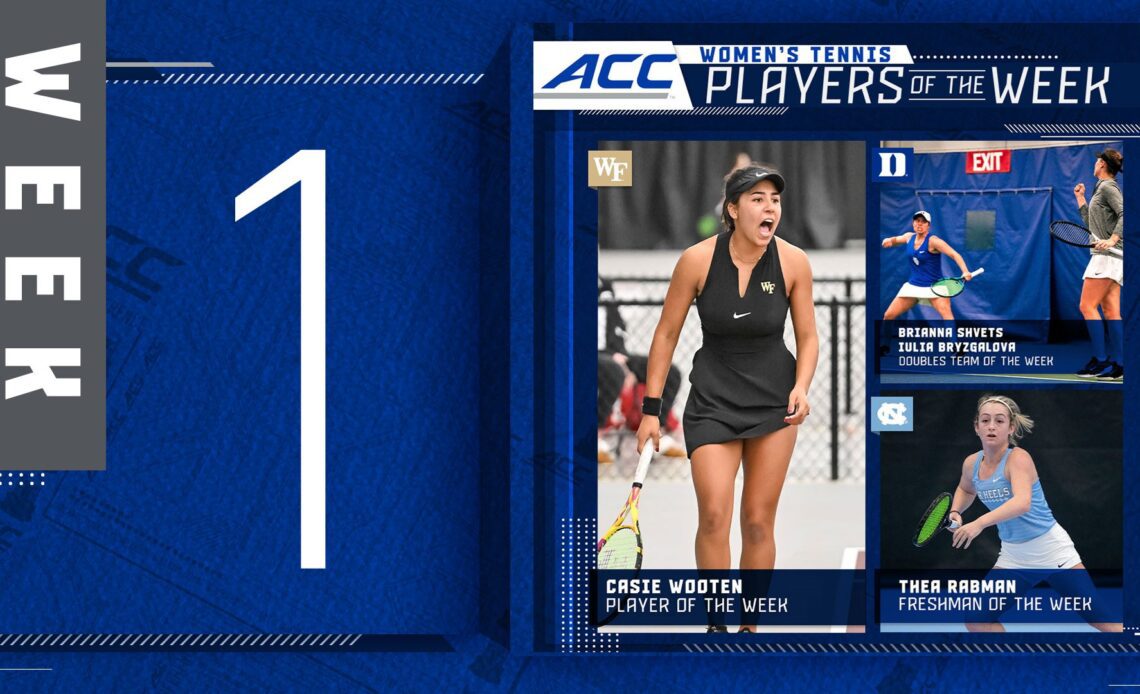 Duke, North Carolina and Wake Forest Earn First Women's Tennis Weekly Awards