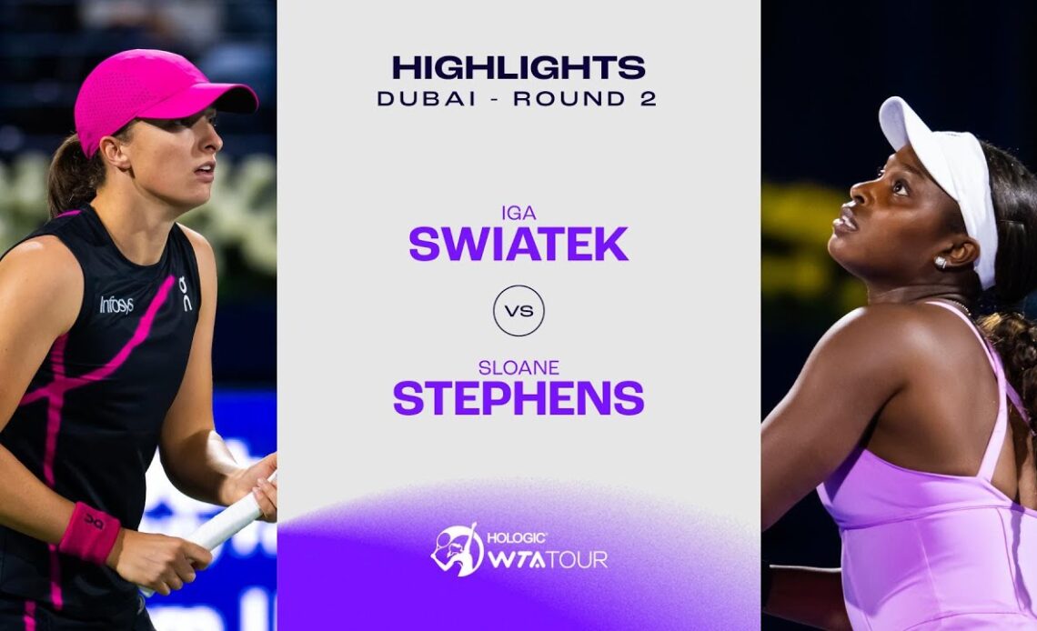 Iga Swiatek vs. Sloane Stephens | 2024 Dubai Round 2 | WTA Match Highlights
