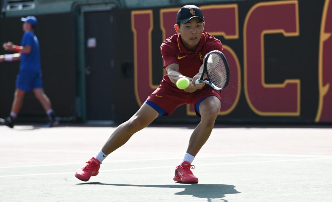 USC men's tennis competes at the SoCal Intercollegiate Championships on Friday, Oct. 27, 2023, in Los Angeles, Calif. (Tomoki Chien / USC Athletics)