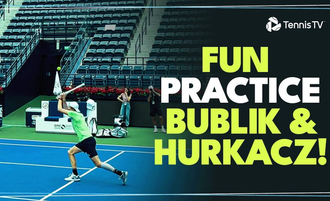 Tweeners, Racket Butt Shots & A Monfils Appearance; Bublik & Hurkacz Fun Practice! | Dubai 2024
