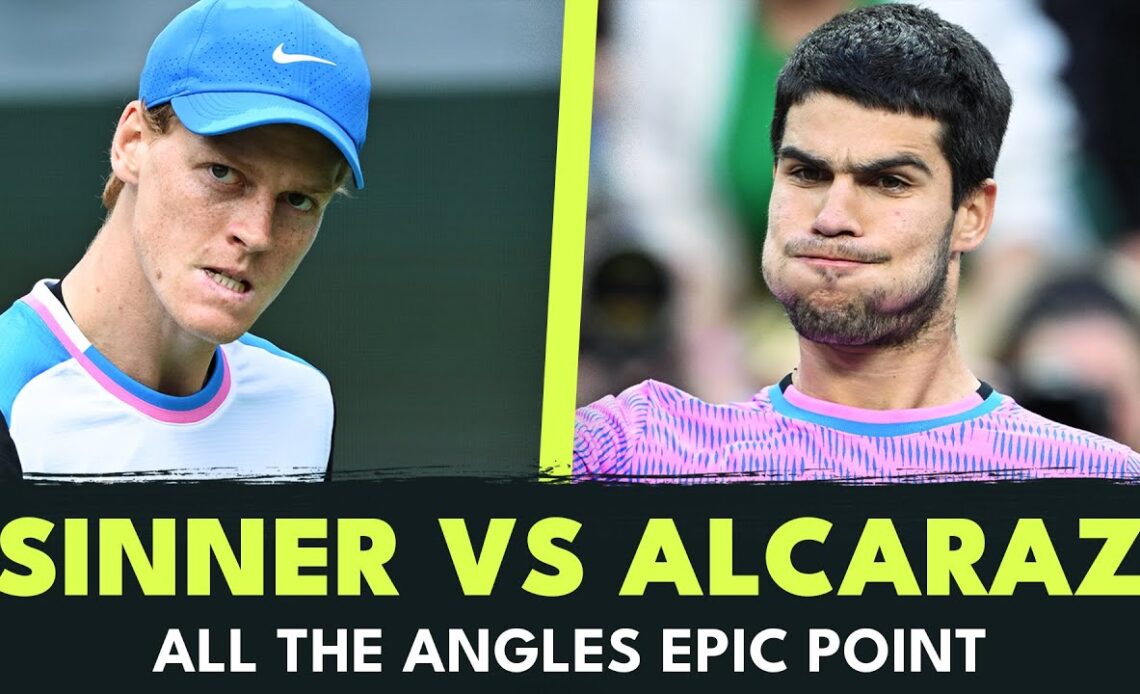 All The Angles Of EPIC Jannik Sinner vs Carlos Alcaraz Point | Indian Wells 2024