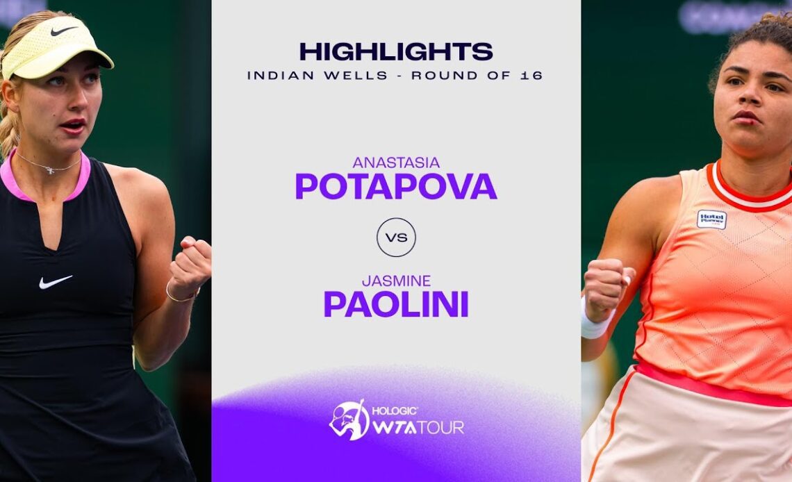Anastasia Potapova vs. Jasmine Paolini | 2024 Indian Wells Round of 16 | WTA Match Highlights