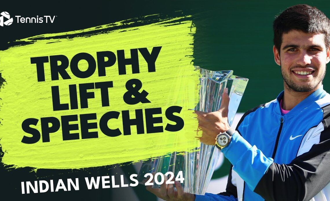 Carlos Alcaraz Indian Wells Championship Point, Trophy Lift & Speeches 🏆