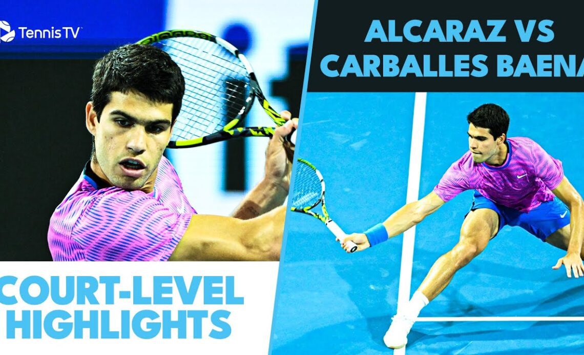Carlos Alcaraz vs Roberto Carballes Baena Court-Level Highlights | Miami 2024